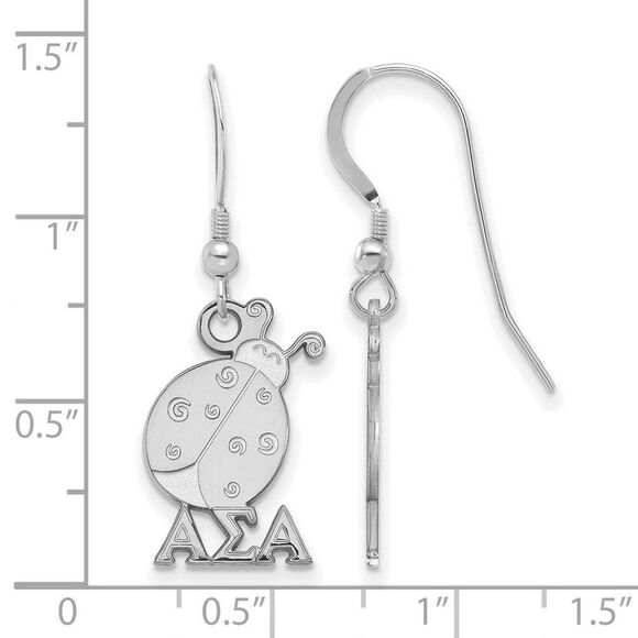 Sterling Silver Alpha Sigma Alpha Small Dangle Earrings - Picture 2 of 3